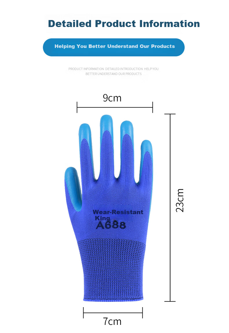 Helpershi Dipped Gloves Labor Protection 12 Pairs/Pack Rubber Textured Latex Durable Anti-Slip Breathable Construction Work Safety A688 11