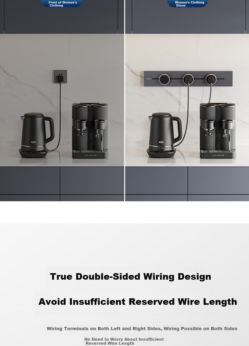 PHILIPS Surface Mounted Track Socket Switch Panel Wall-Mounted Slot-Free Movable Sliding Rail Socket 50cm Track + 3 Adapters Gray 6