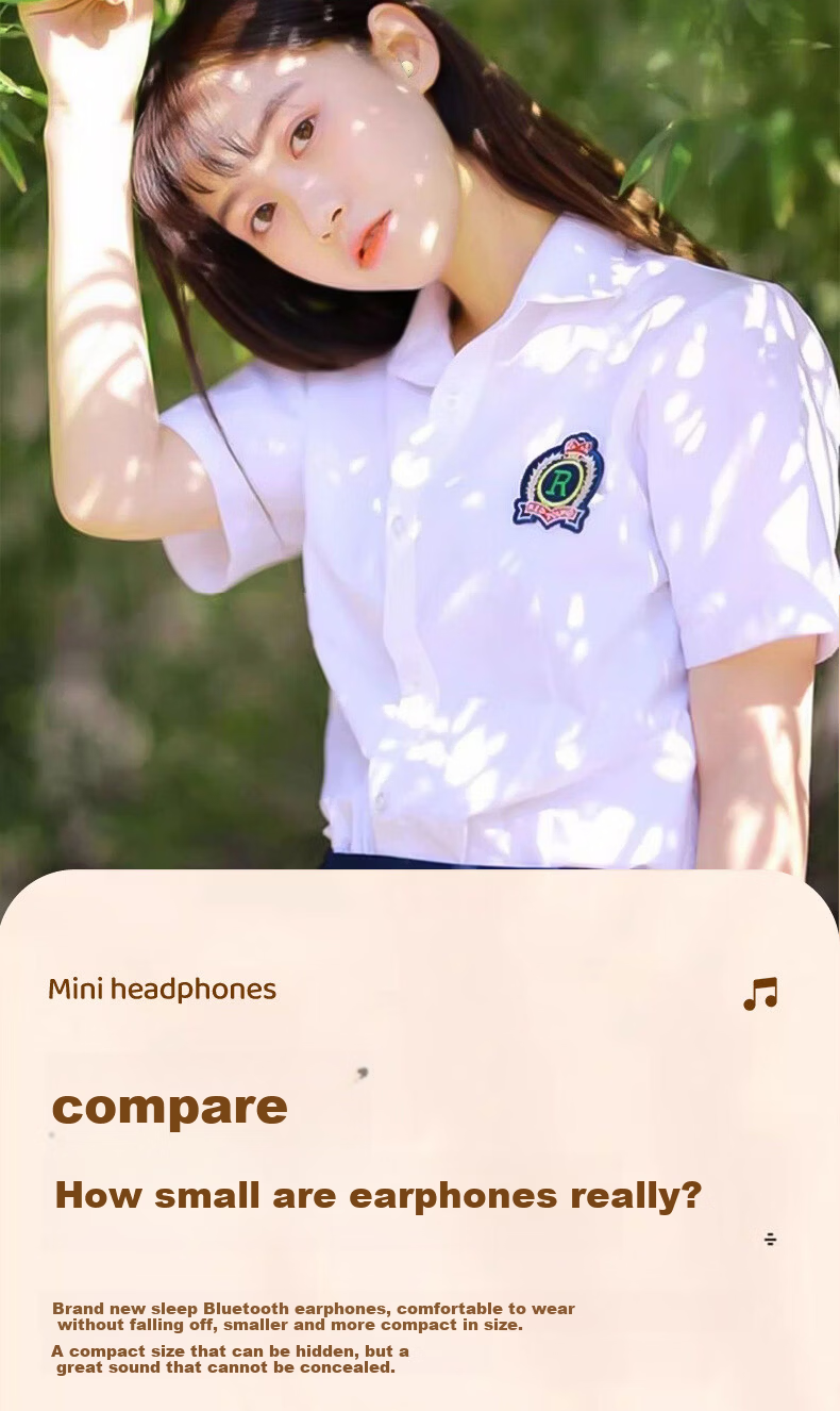 EZHK Mini Bluetooth Earbuds Invisible Hidden Work Earphones Ultra-Compact In-Ear 2mm Design for Discreet Use 5