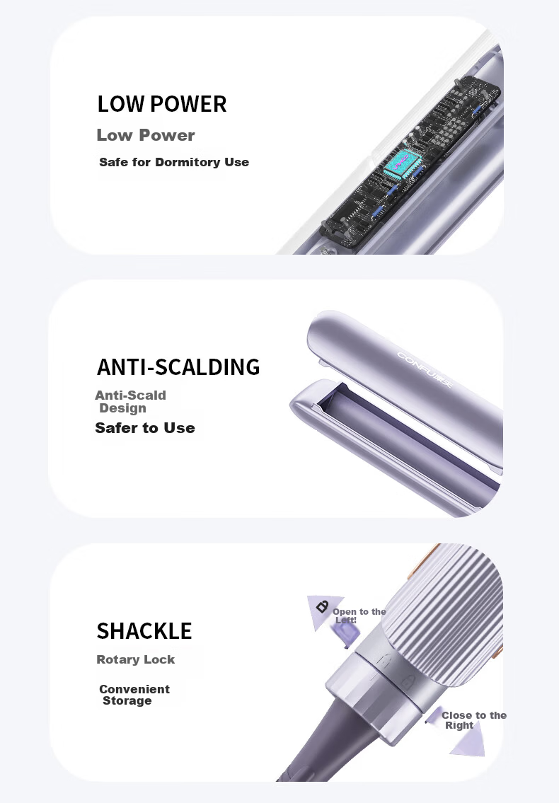CONFU L2 Purple Hair Straightener and Curler Flat Iron Negative Ion Hair Care Dual-Use Men's Hair Straightener Heat Protection Bangs Clip Student Dorm Birthday Gift 5