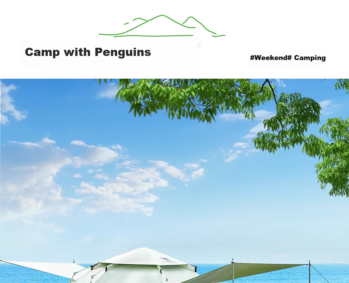 CAMEL Penguin Cute Portable Folding Automatic Tent Outdoor Camping Tent Gear Set Large Matcha Green 33