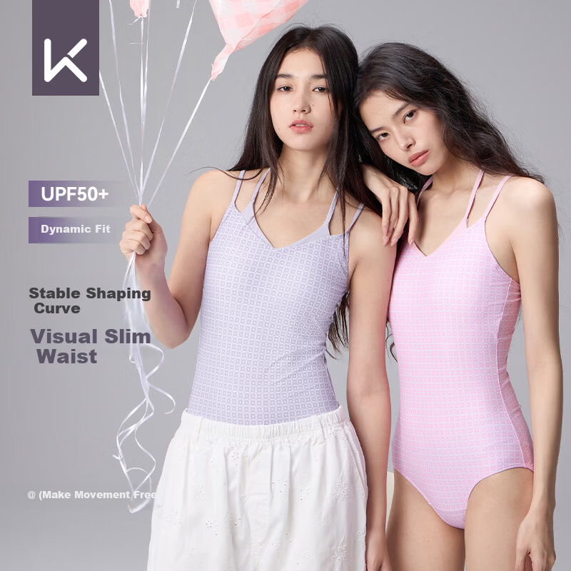 Keep Women's One-Piece Triangle High-End Two-Piece Style Slimming Swimsuit for Hot Springs Swimming 400 Purple S