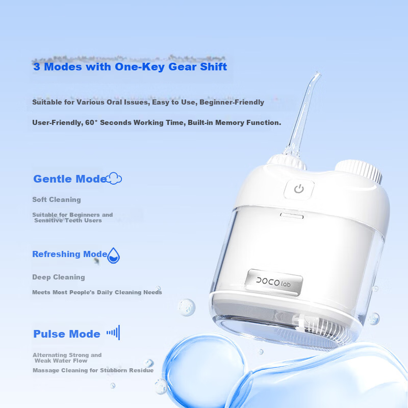 DOCO LAB Electric Oral Irrigator Orthodontic Portable Mini Home Water Flosser Retractable Handheld Teeth Cleaner Tartar Remover Dental Washer Birthday 520 Gift for Girlfriend