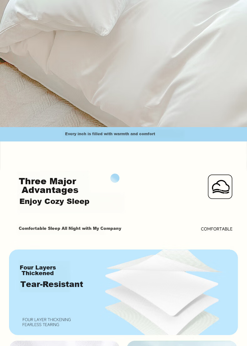 Qihaiqiu Disposable 4-Piece Bedding Set Thickened Disposable Bed Sheet and Duvet Cover Portable Hotel Double Travel Business Trip 2