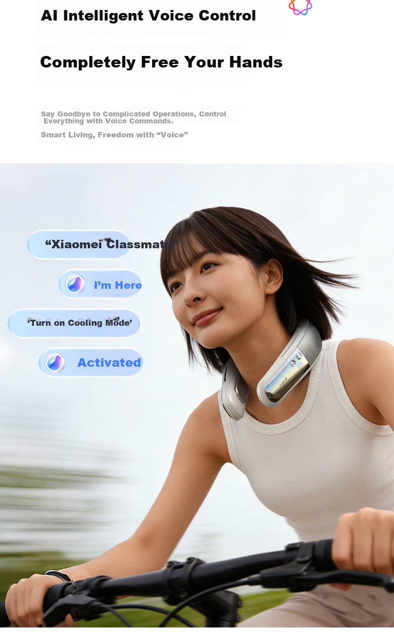 REMAX 2026 New AI Smart Control Neck Hanging Air Conditioner Cooling Fan Long Battery Life Portable Outdoor Wearable Neck Head Cooling Device Birthday Gift 8