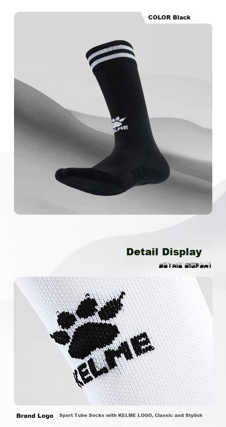 KELME Kids Long Tube Football Socks Thickened Terry Sole Non-Slip Seamless Sports Socks L Orange 9