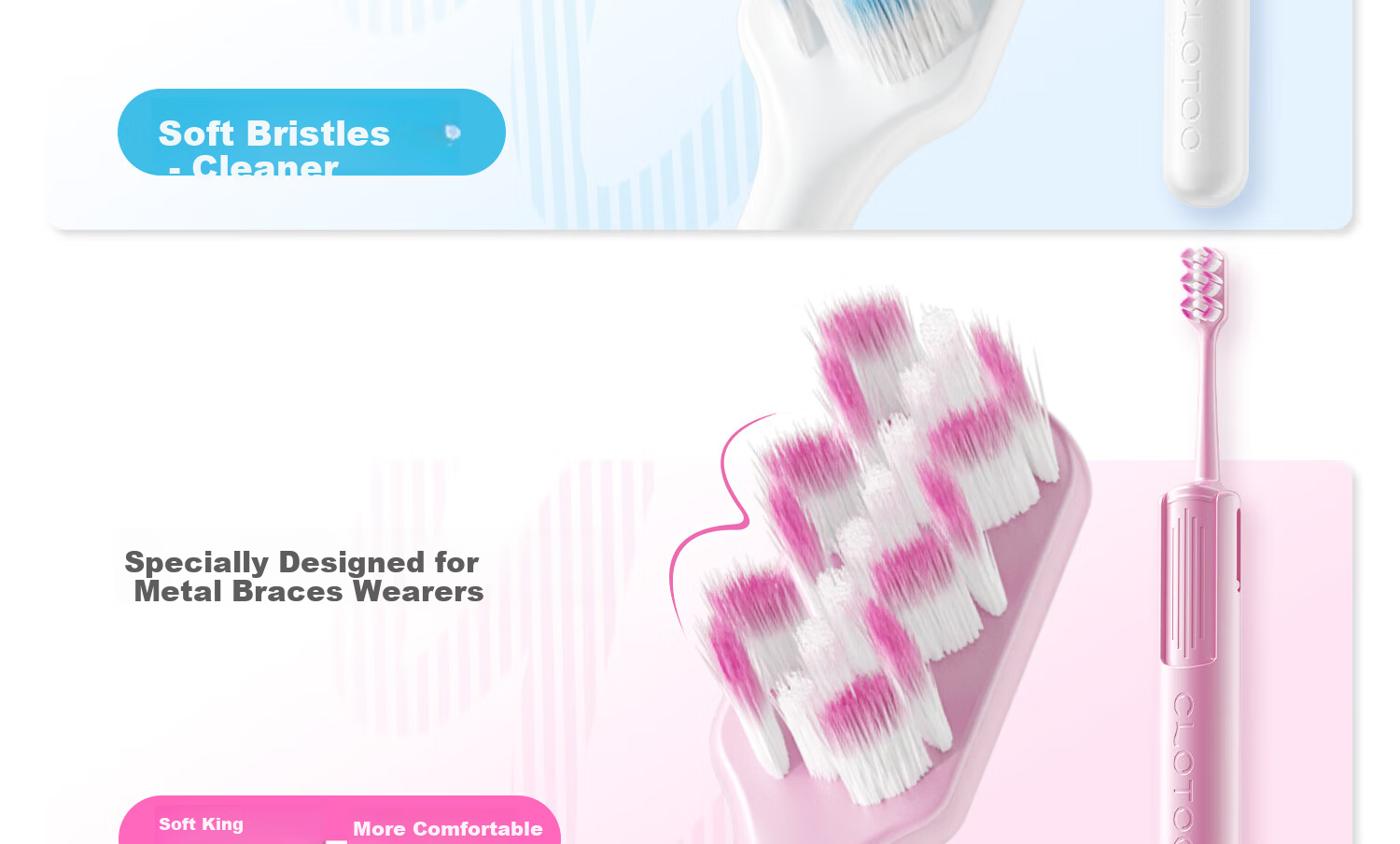 CLOTOO Orthodontic W-Shaped Soft Bristle Small Head Interdental Toothbrush for Teenagers Purple 1 Piece 22