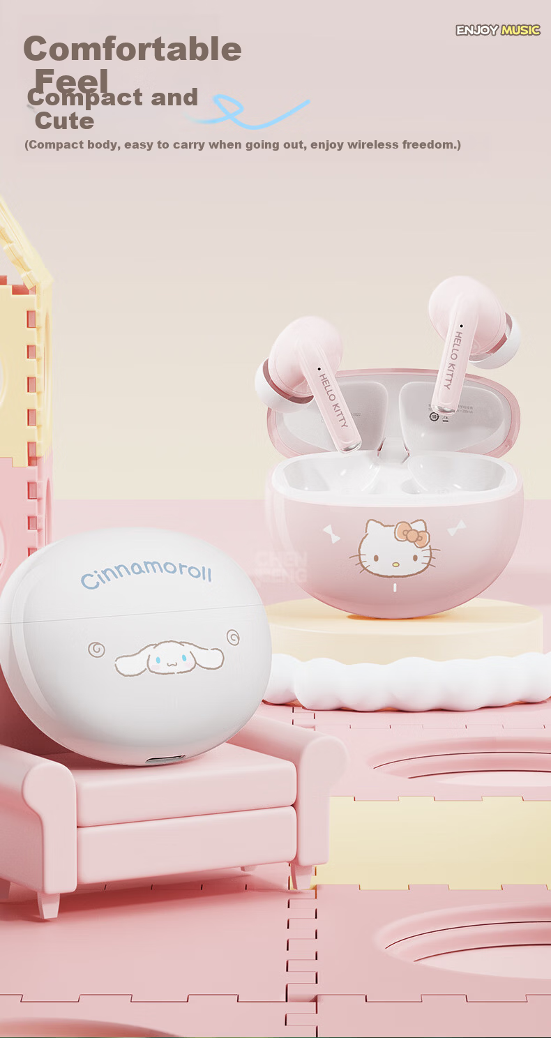 Chenfeng Sanrio Bluetooth In-Ear Wireless Earphones High-Quality Active Noise Cancelling Long Battery Life Birthday Gift for Girls Compatible with Apple Huawei SR19 Cinnamoroll 4