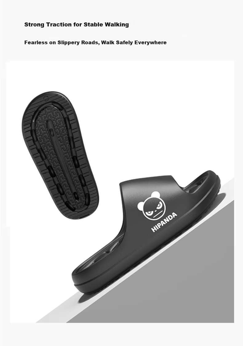 HIPANDA Men's Thick-Soled Non-Slip Bathroom Shower Home Couple's Slippers Dark Night Black Size 44-45 3