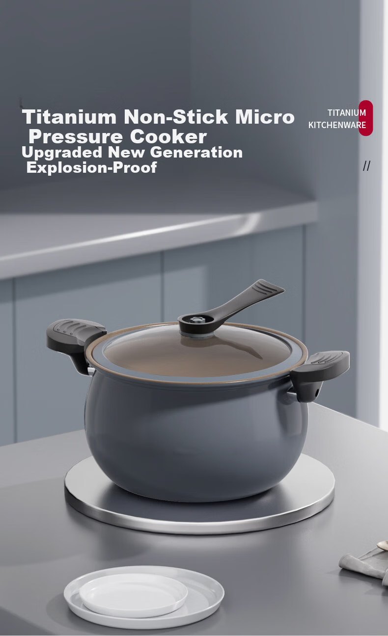 Jingyan Titanium Non-Stick Micro Pressure Cooker Explosion-Proof Stew Soup Porridge Pot Double-Handle Household Induction Gas Universal Large Capacity Pressure Cooker 2