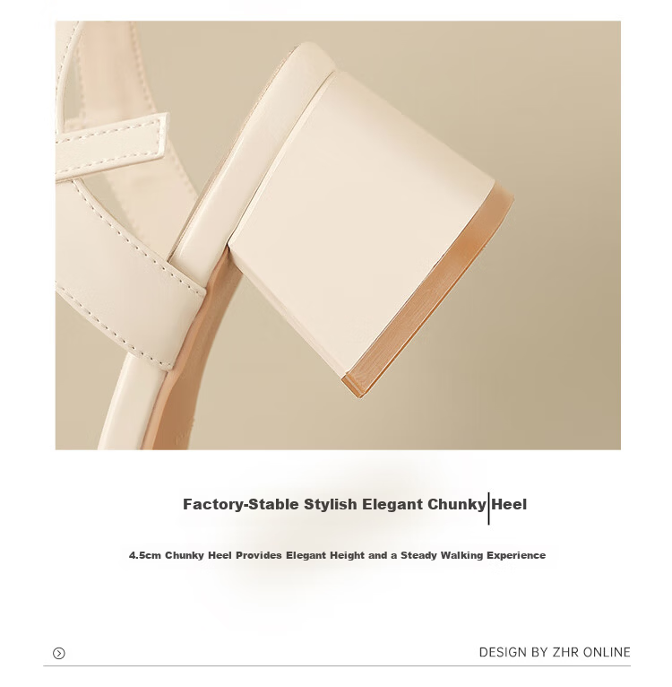 ZHR Zese Women's Summer Elegant Style Chunky Heel Single Strap Sandals French Style Outdoor Shoes KN137 Silver Size 39 7
