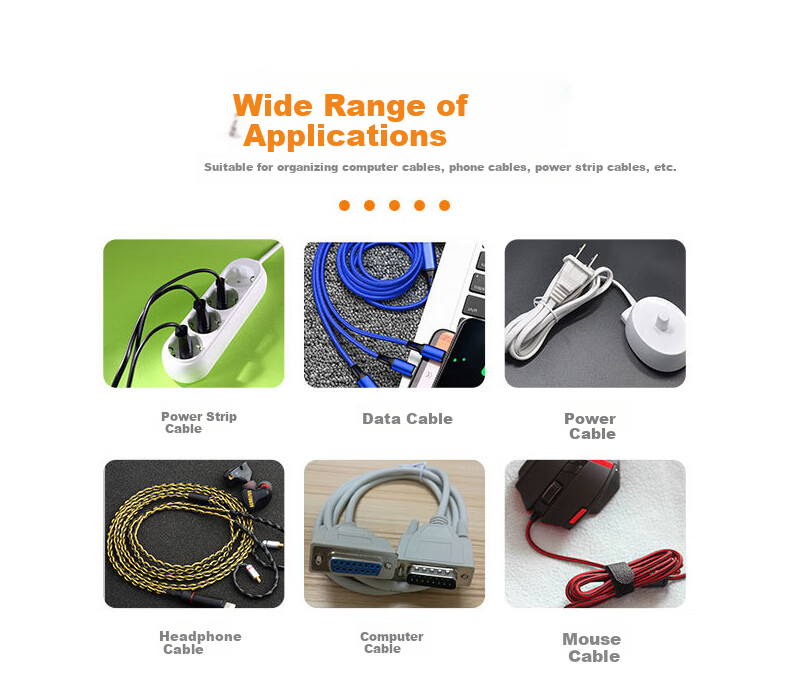 ANQULIFE Desktop Computer Magic Tape Cable Organizer Wire Management Strap with Cat Eye Cable Tie AQ-D008 1