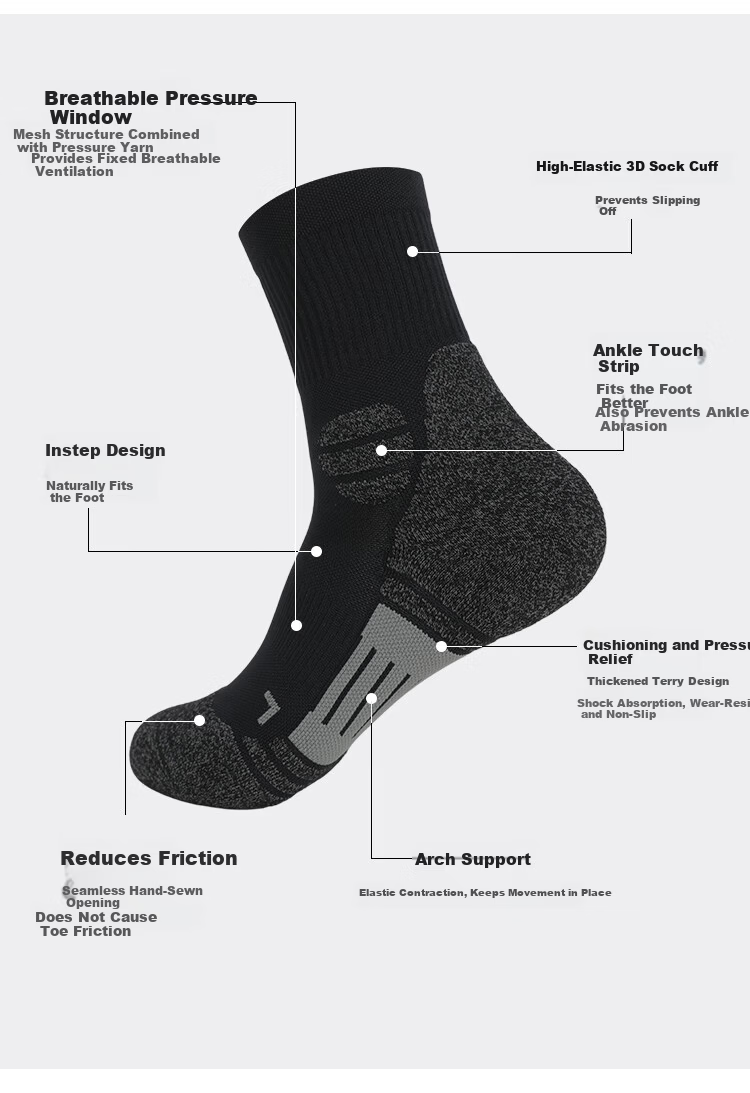 Pioneer Camp Outdoor Socks 7A Antibacterial Hiking Unisex Moisture-Wicking Mid-Calf Sports Socks Mulberry Red 24-26CM 2
