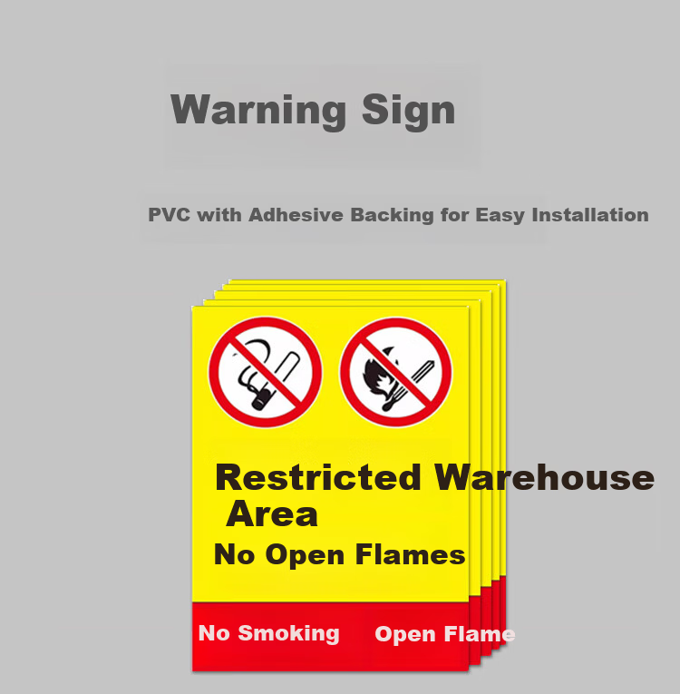 Aimo Warehouse Restricted Area Sign No Smoking Fire Safety Workshop Fire Prevention Sign 20x30cm Pack of 5 1