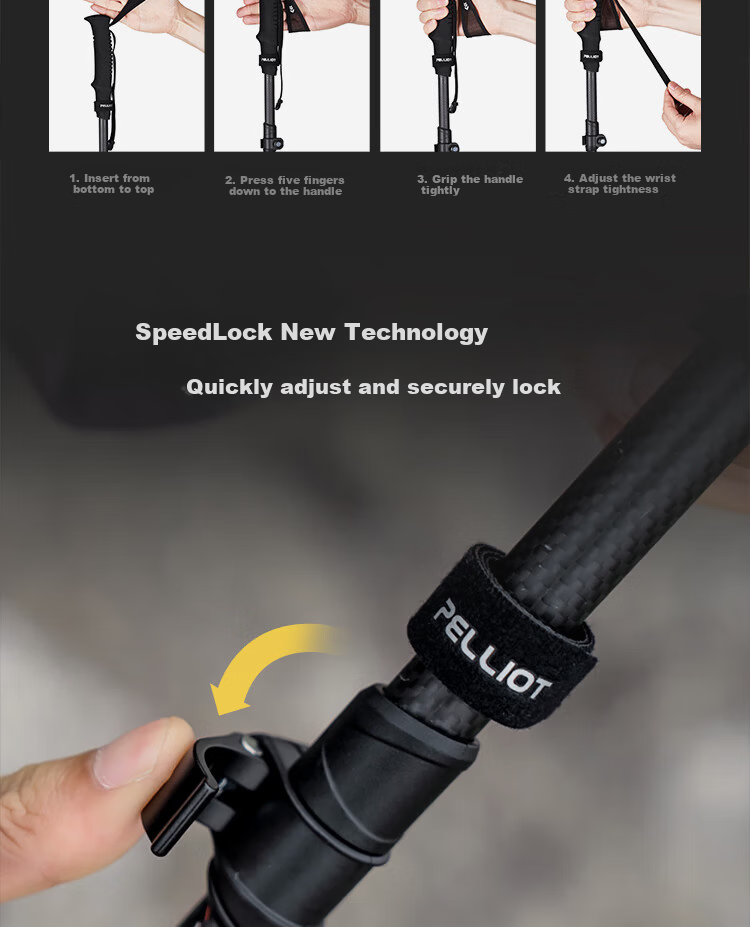 Pelliot Yuyi Outdoor 3K Carbon Fiber Folding Ultralight Hiking Trekking Pole 16403644 Black 9