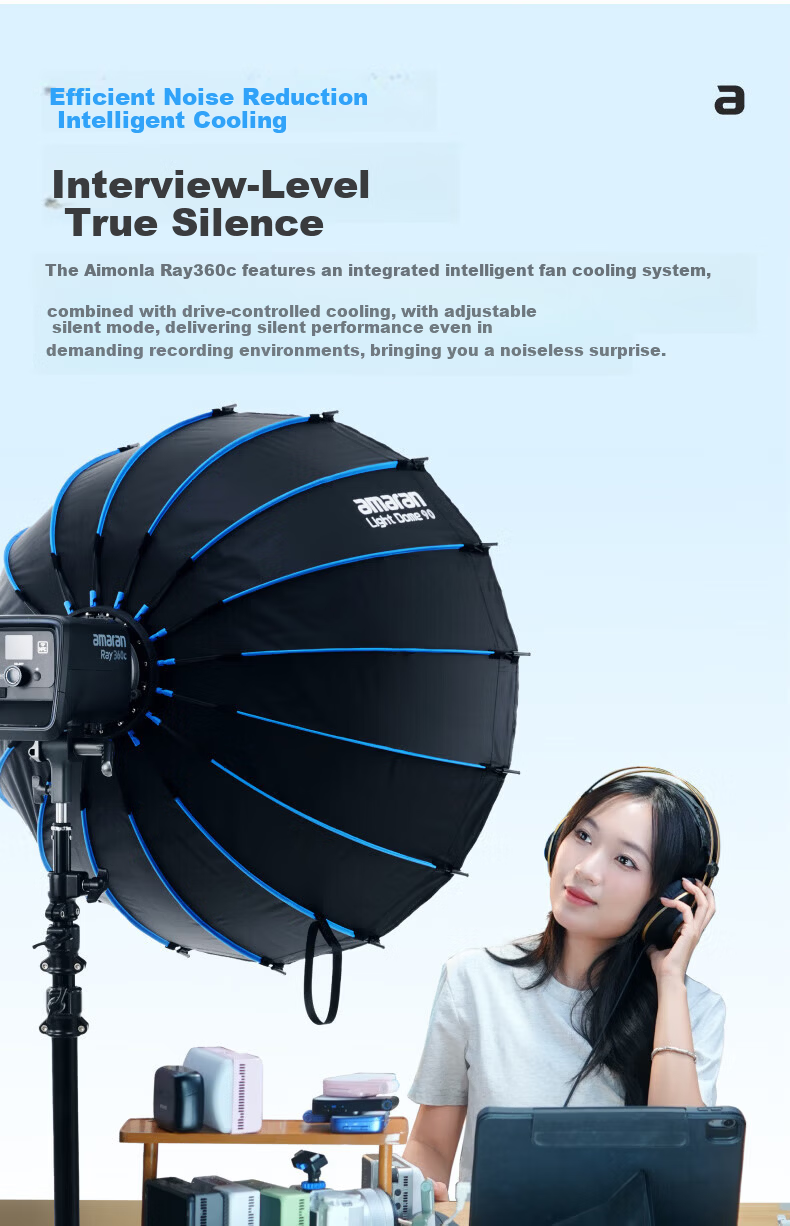 AMARAN Ray 360c 360W RGB Live Streaming Fill Light Short Video Photography Light Beauty Constant Light Studio Light 24