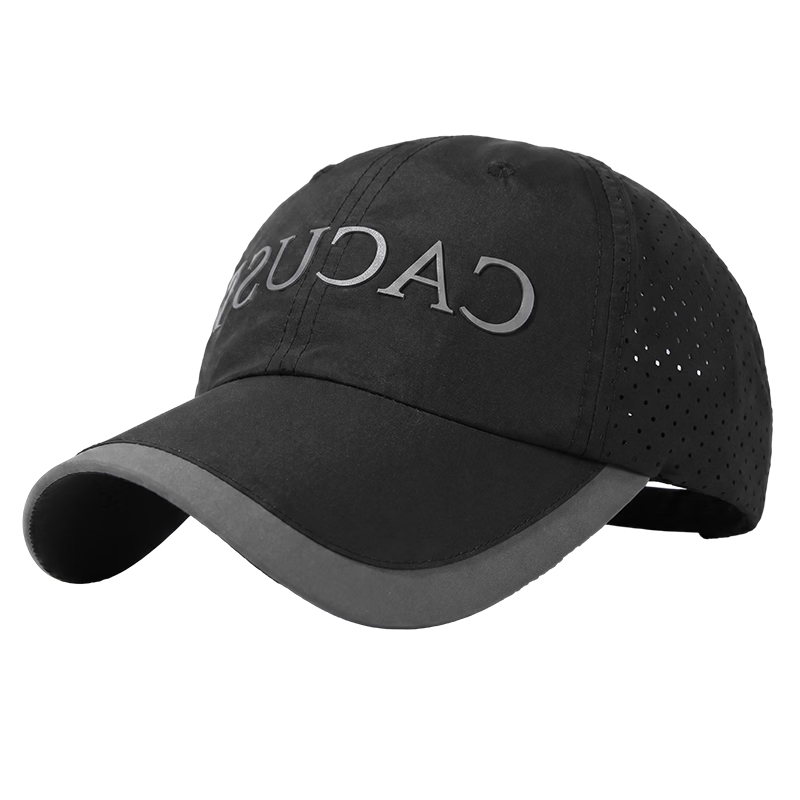 CACUSS Men's Mesh Duckbill Cap Summer Outdoor Lightweight Breathable Sports Baseball Cap Long Brim Sun Protection Hat - Obsidian Black