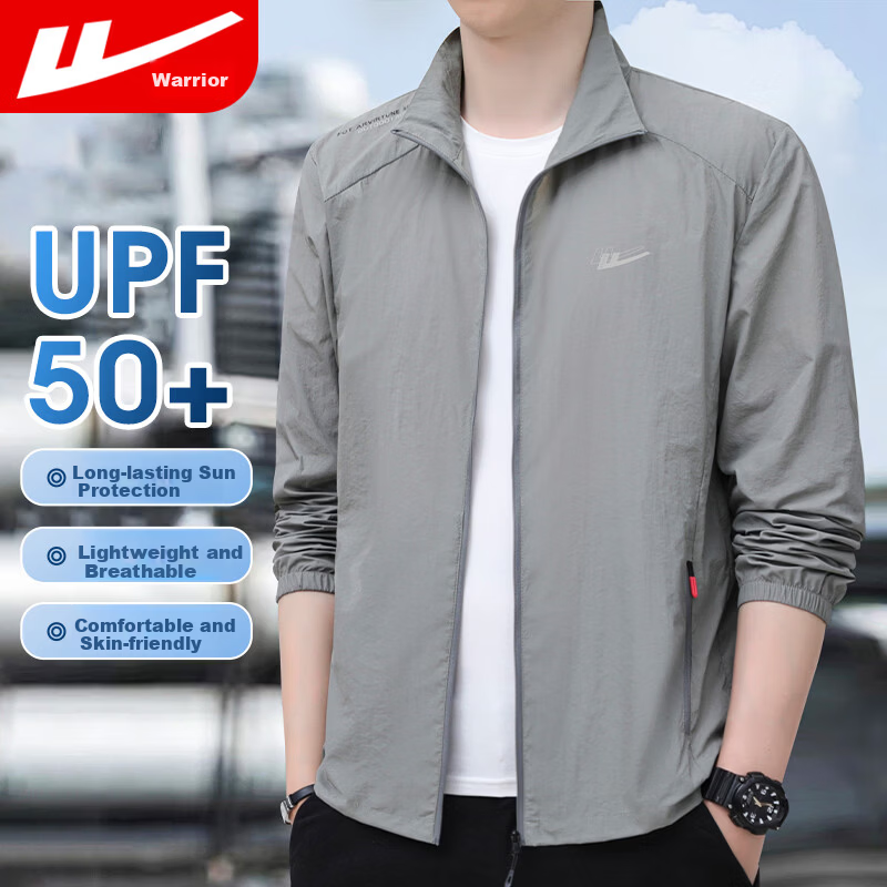 Warrior Men's Summer Ice Silk Cooling Lightweight High UV Protection Breathable Quick-Dry Jacket