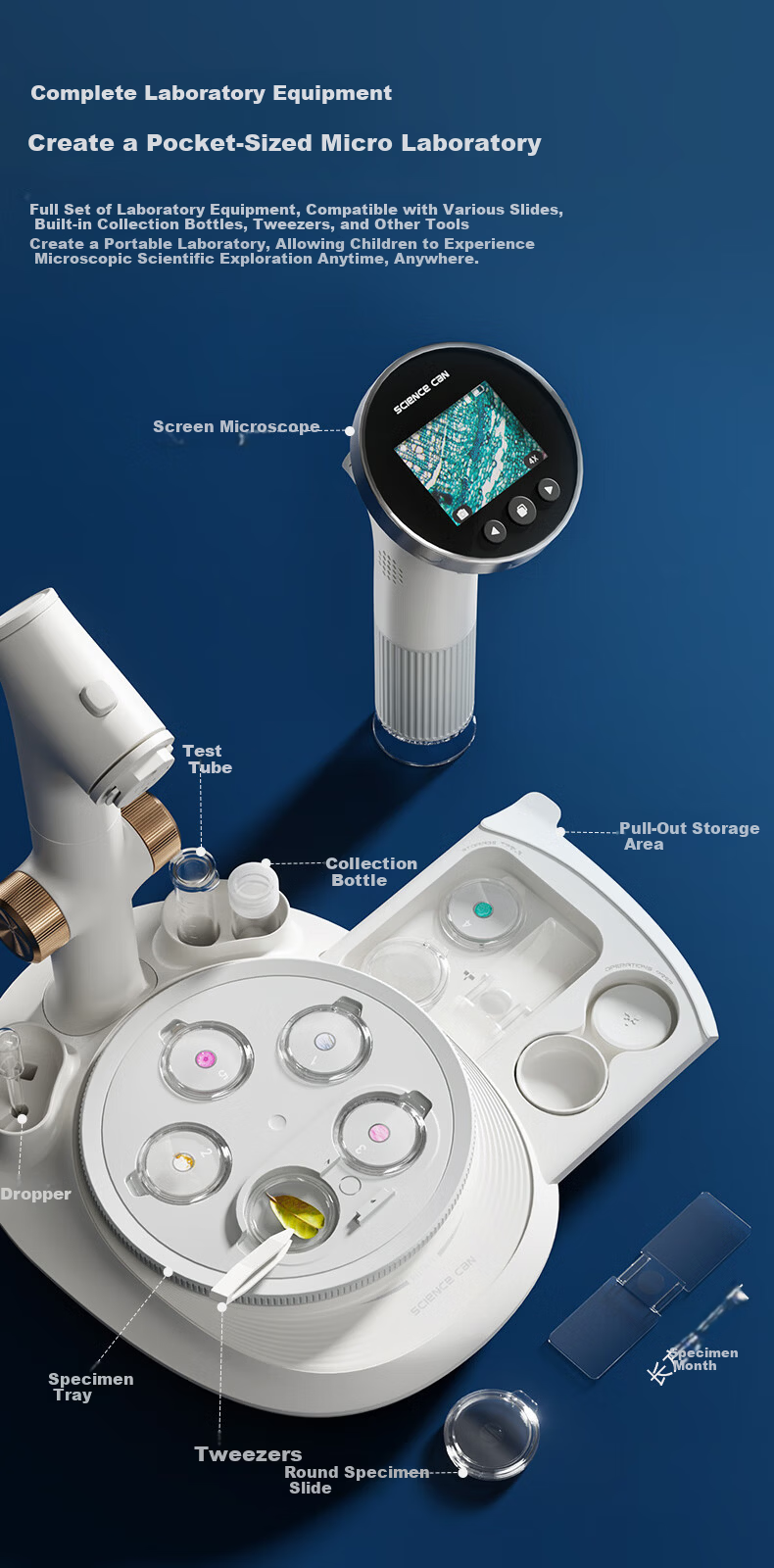 Science Can Screen Microscope Portable Professional Electronic Toy for Middle School Students Boys and Girls Children's Day Gift 4