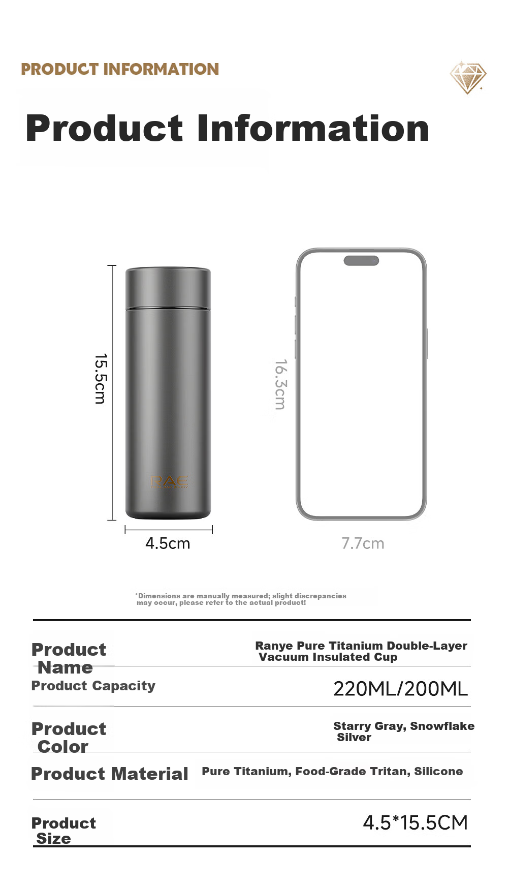 Ranye Custom Insulated Double-Layer Pure Titanium Fresh-Keeping Antibacterial Portable Rainbow Pink Thermos 480ml PQTB-505 12