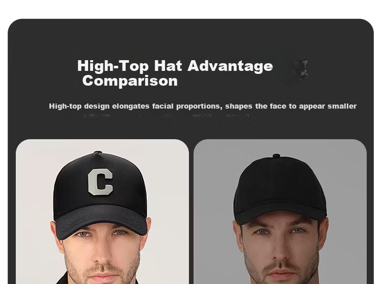 Miiow Men's New Deepened High-Top Baseball Cap C-Logo Large Head Circumference Outdoor Duckbill Hat Trendy Face-Slimming Brand 7