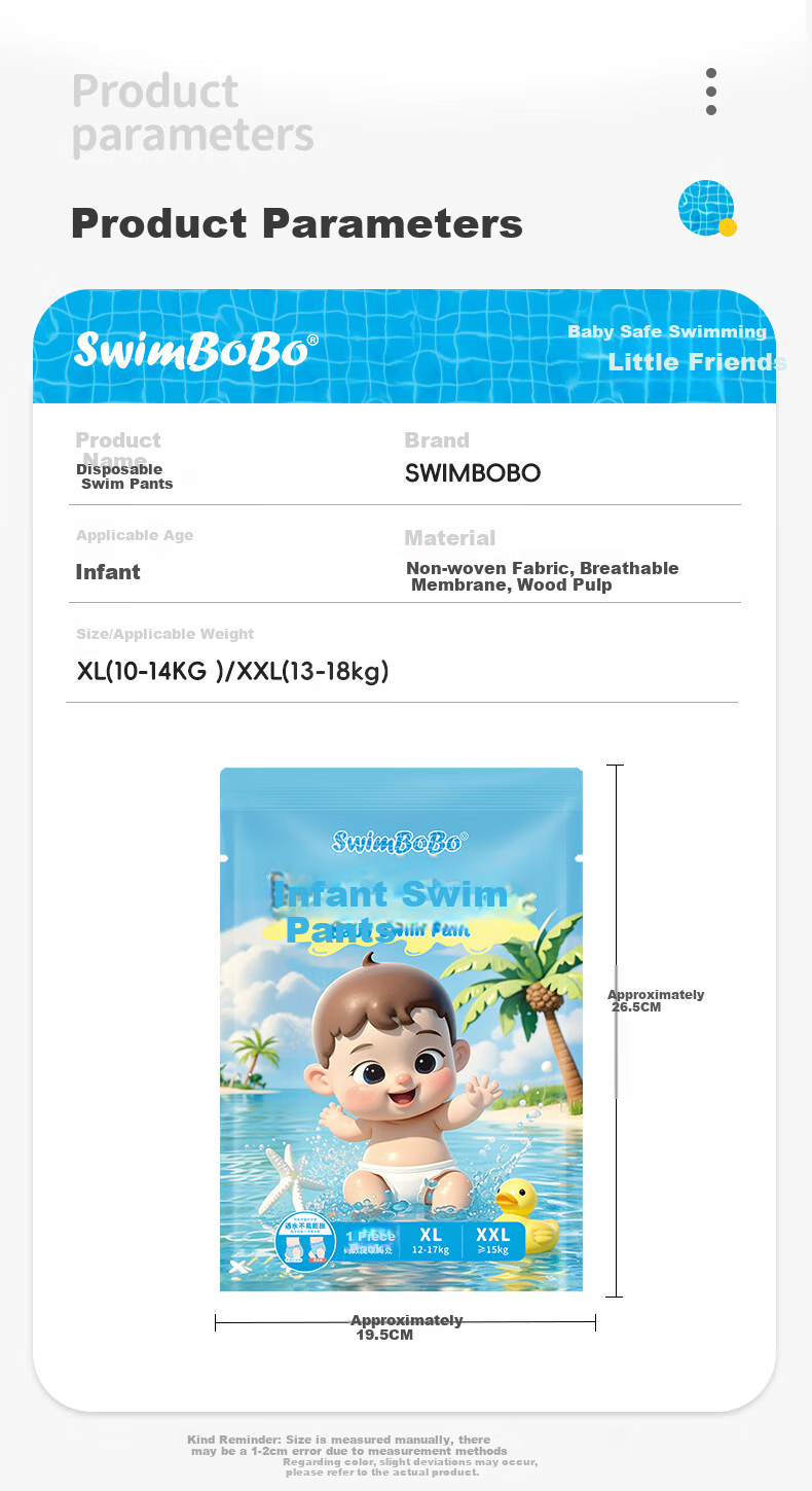 Swimbobo Baby Swimming Pants Disposable Waterproof Swim Diapers for Boys and Girls 6-Pack XXL Size 3