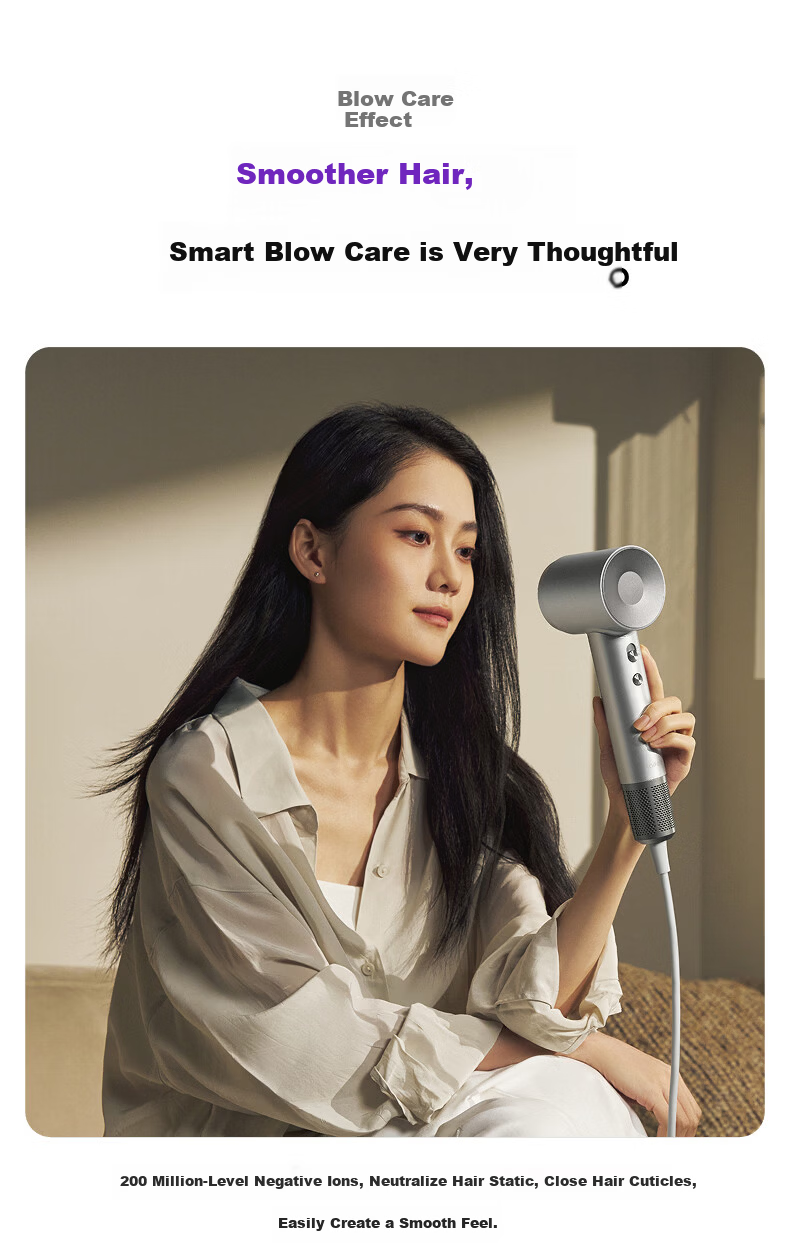 Laifen LF03 Upgraded High-Speed Hair Dryer Fast Drying Home Use Negative Ion Hair Care Blow Dryer Birthday Gift Swift 3+ Cool Silver 6
