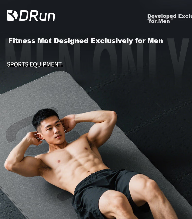 Dianrun Rubber TPE Sit-Up Training Mat Assessment Pad, Sit-Up Mat for Exercise And Fitness, Gray, 6mm Thick, Jingcang Warehouse 3