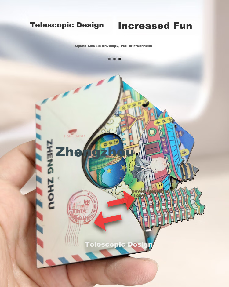 Aimo Hui China City Xinjiang Tourist Attraction Wooden 3D Creative Magnetic Refrigerator Sticker Cultural and Creative Decoration 6