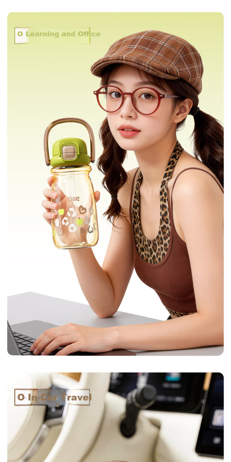 Cille PPSU Straw Cup High-Value Portable Large Capacity Water Bottle for Girls Summer Kids Outdoor Cup 11