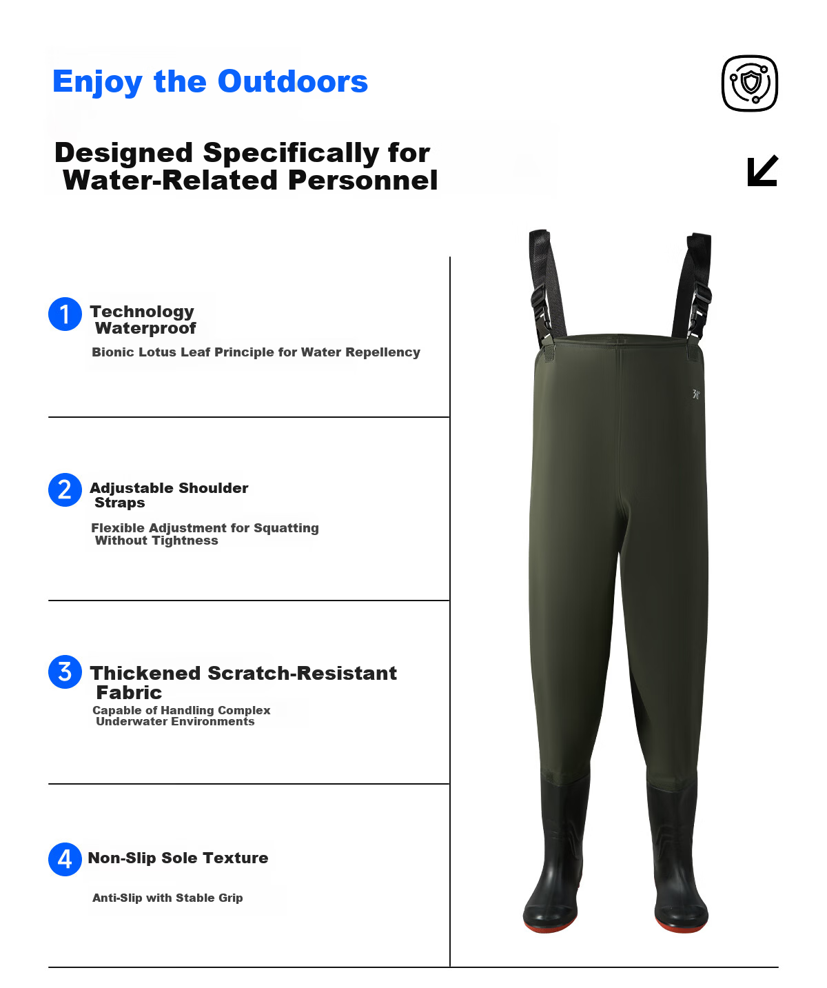 361° Adult Swim Pants Water Play Pants Creek Trekking Pants Beachcombing Pants One-piece Water Pants Water Shoes Half-body Waterproof Suit for Fishing and Beachcombing 4