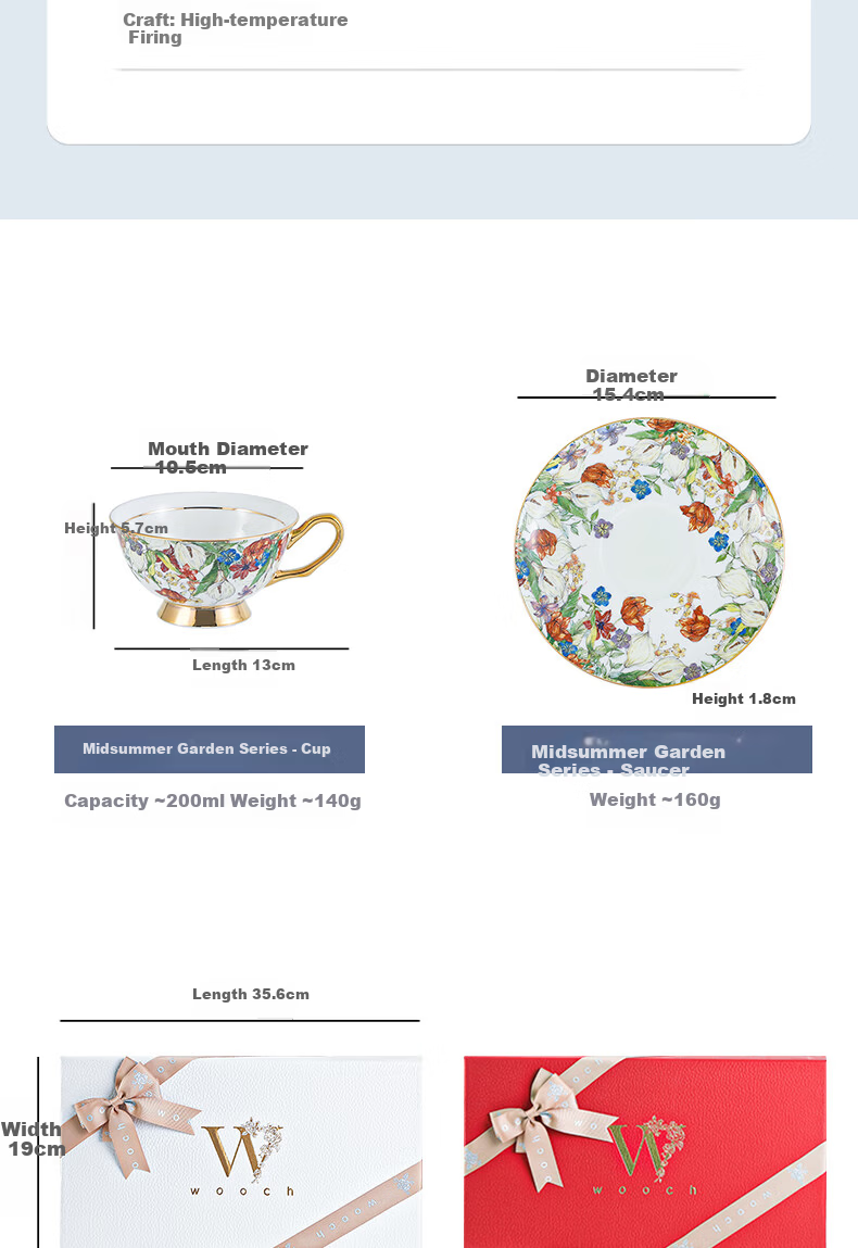 WOOCH Midsummer Garden Series Coffee Cup and Saucer Gift Set High-Value Couple Cups Wedding Birthday Housewarming Gift 6