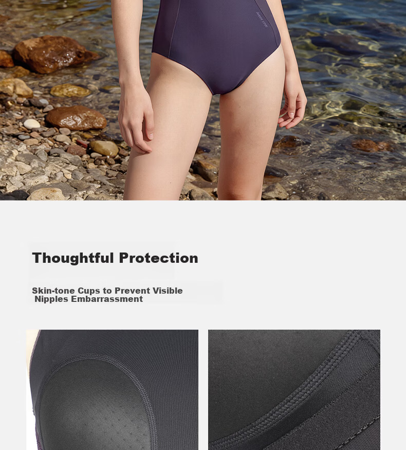 WATERTIME Women's One-Piece Swimsuit for Hot Springs, Fashionable, Simple, Sexy, Slimming, Tummy Control, Dress Swimwear, Dark Purple, Size M 10