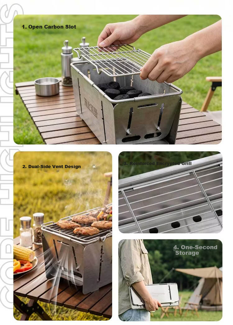 Beyond Wilderness 005 Briefcase BBQ Grill Portable Stainless Steel Outdoor Camping Stove (7-Piece Set) 1