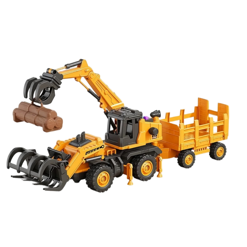 Mama Treasure Twin Grab Wood Machine Engineering Vehicle Toy Grab Excavator Logging Head Transport Truck Children's 3-6 Years Old Boys Extra Large Model