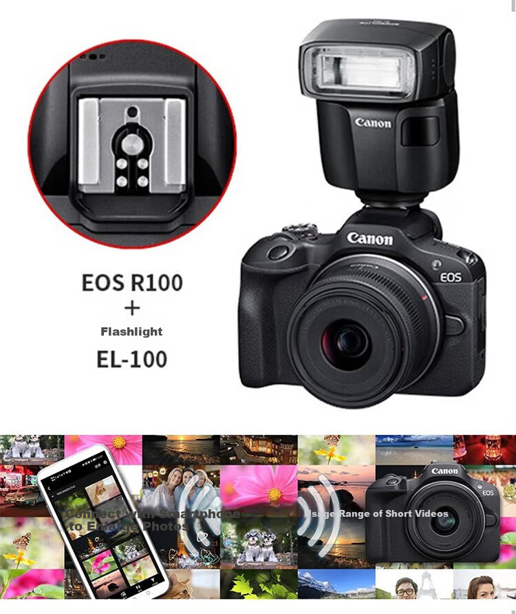 Canon R100 Entry-Level Mirrorless Camera Vlog Shooting 4K Video Selfie Half-Frame APS-C Student Travel Home Use 10