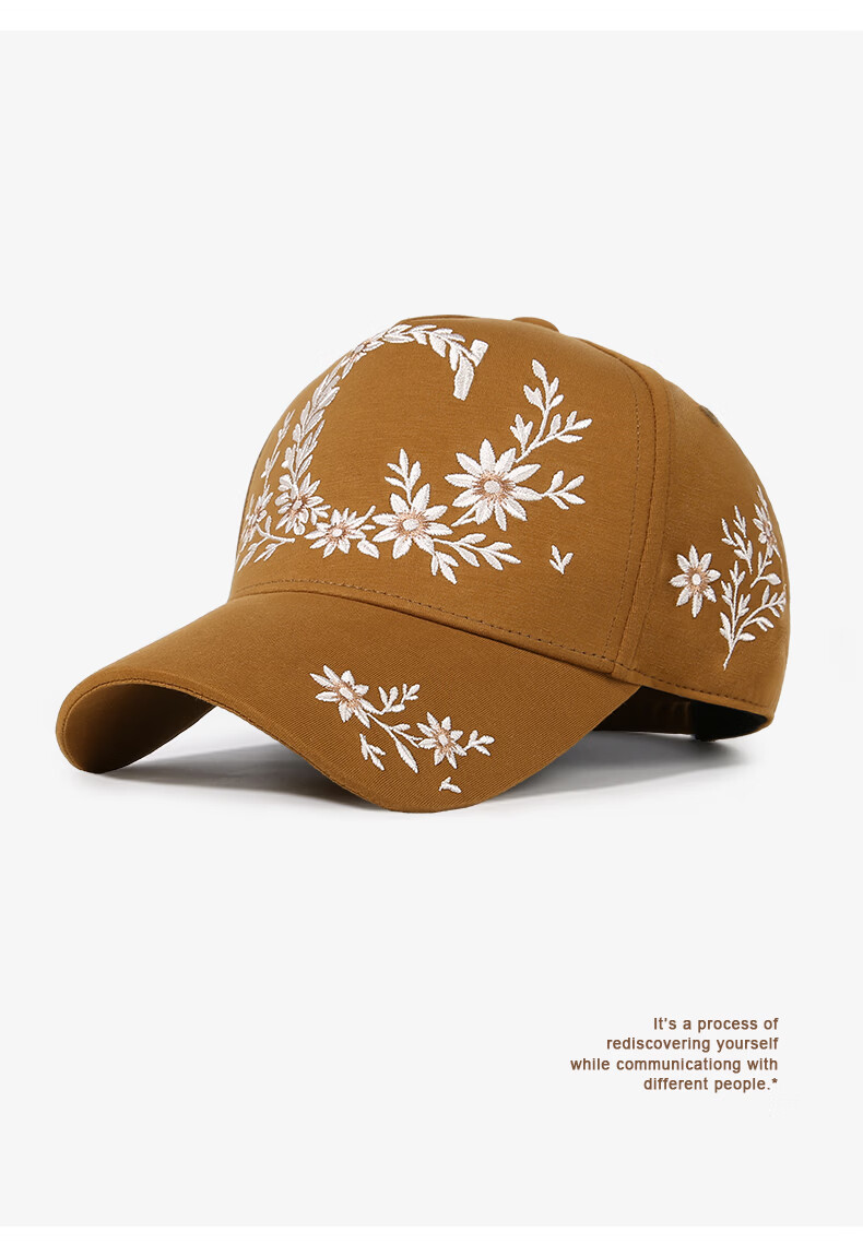 CACUSS Women's Summer Vintage Fresh Small Face Baseball Cap Embroidered Sun Hat High Top Cap Soft Beige 11