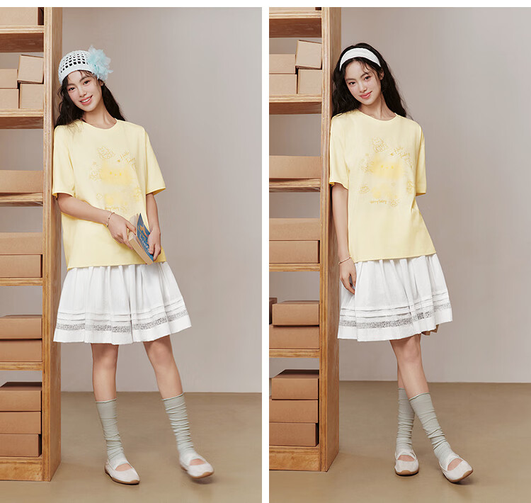 Semir Women's Summer Short Sleeve T-Shirt Mid-Length Loose Cartoon Print Cute Niche Top 10A326100004 2026 17