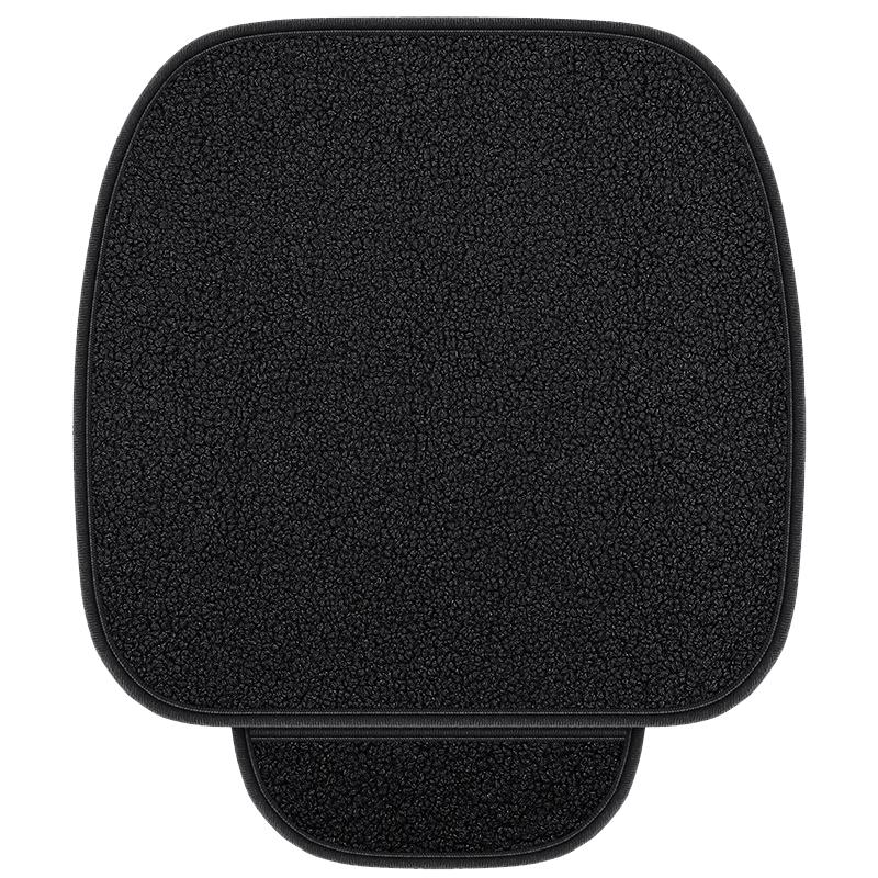 Zhunhang Car Seat Cushion, Short Plush Winter Single Piece Warm Car Seat Cover, Non-Slip Universal Thickened Black Seat Pad for All Car Models