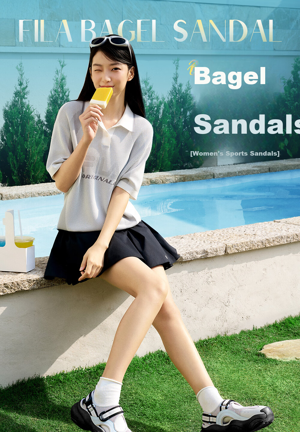 FILA Bagel Sandals Women's Sports Sandals 2026 Summer New Breathable Thick-Soled Beach Sports Shoes 2