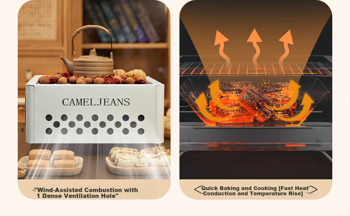 CAMELJEANS Home Barbecue Grill Fire Stove Set Indoor Barbecue Table 174BJ30745 White 4