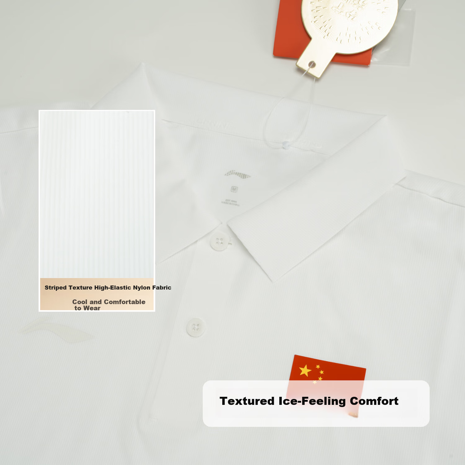 Li-Ning Glory Sponsored National Flag Logo Polo Shirt Unisex Cooling Sun Protection High Elasticity Sports Business Short Sleeve National Team Style