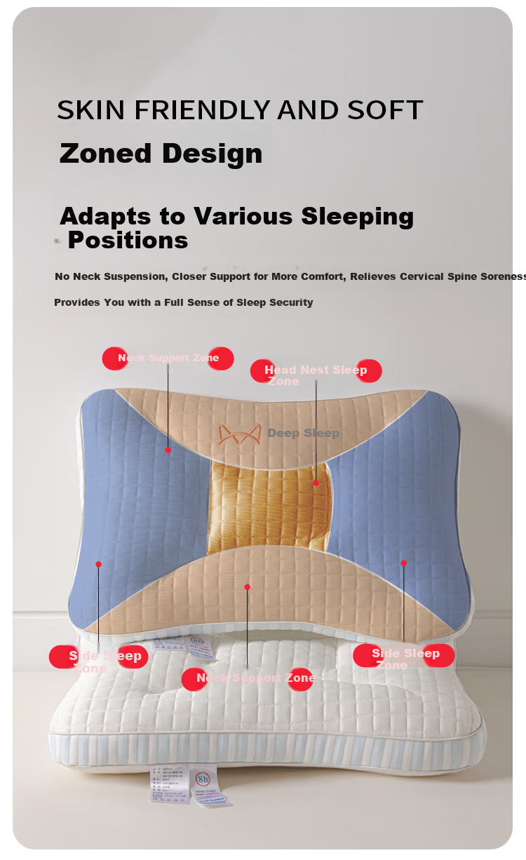 Miiow Latex Pillow Core Neck Support Sleep Aid Adult Side Sleep Pillow Home Use 48*74cm Pair 8