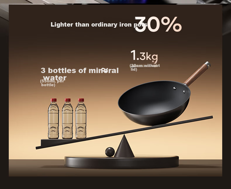 ASD Magic Titanium Iron Non-Stick Wok 32cm Compatible with Induction Cooker 8