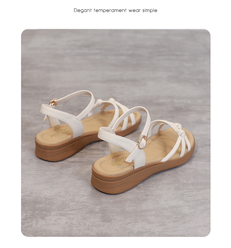 MULINSEN Women's New Commuter Elegant Roman Sandals Breathable Lightweight Summer Sandals Beige Size 39 21