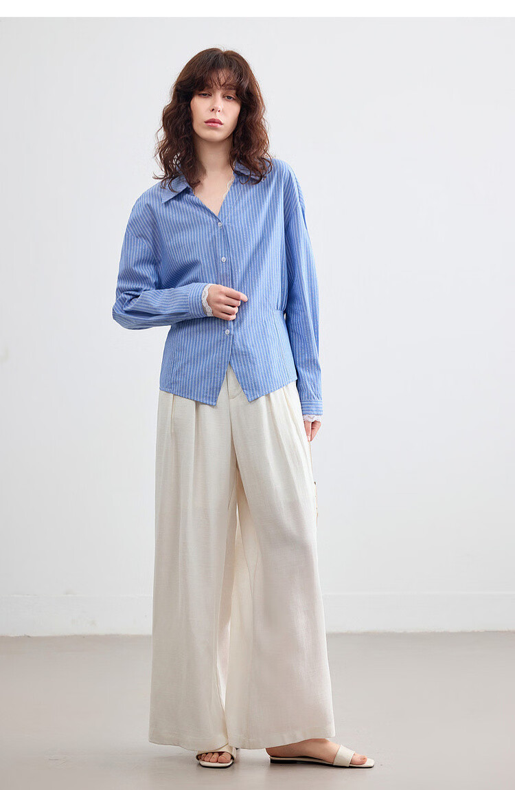 Demana Minimalist French Lace Collar Slim Fit Short Shirt for Women Spring Cloud Cotton 18