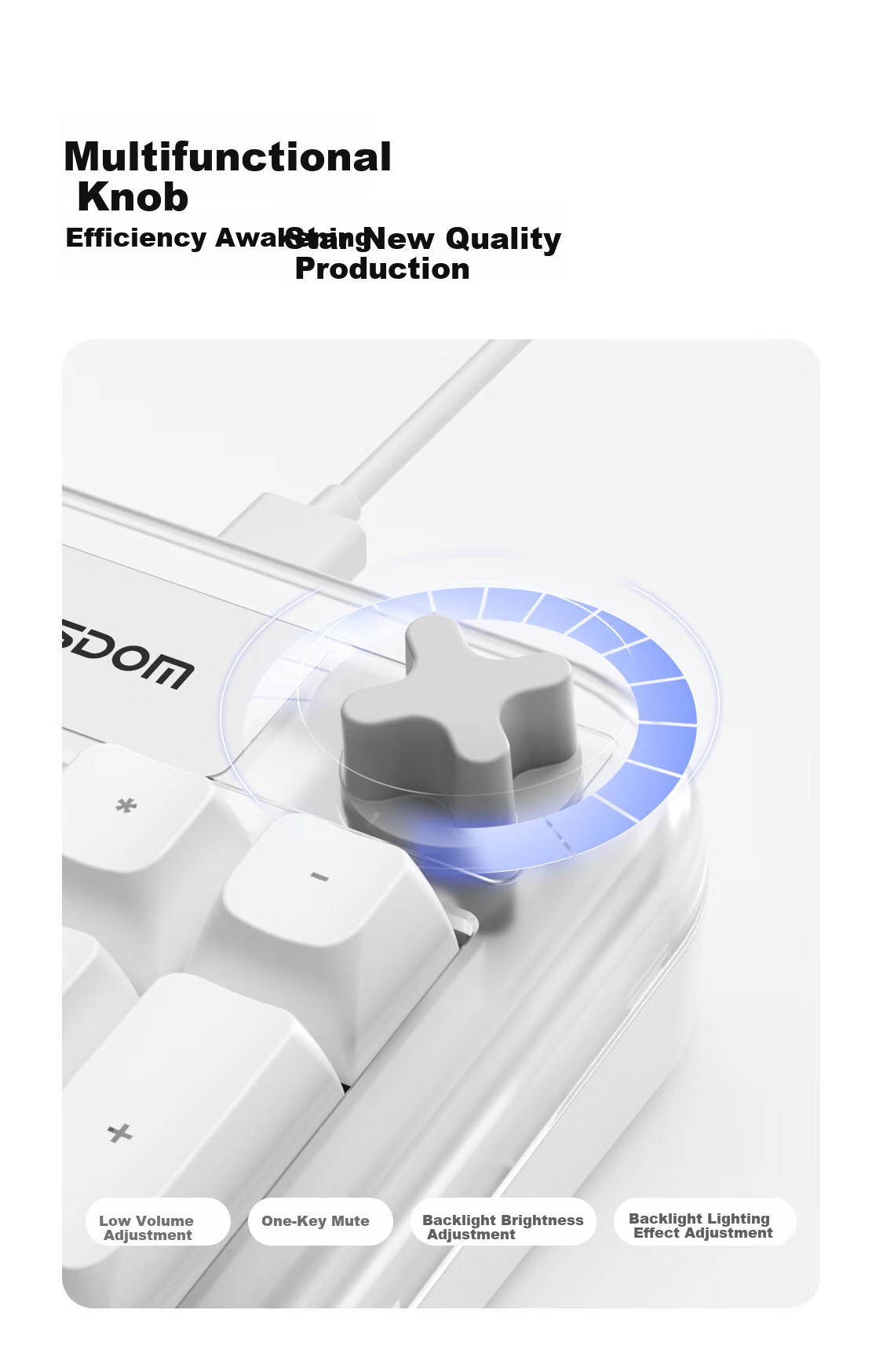 AUSDOM K98 Wired 98-Key Mechanical Feel Silent Keyboard with Volume Knob Backlit Office Gaming E-Sports Computer Keyboard Amber White Compatible with Laptop 3