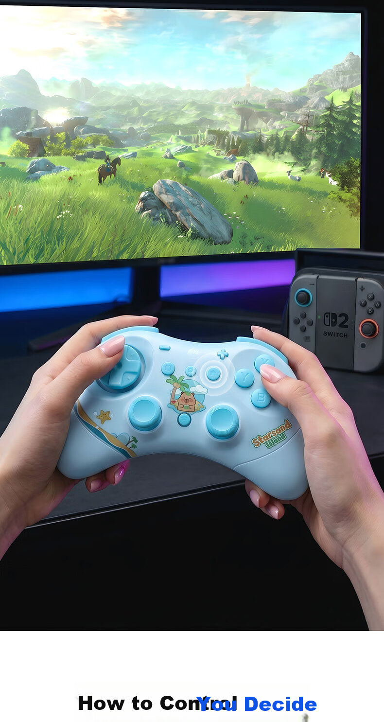 GuliKit Guli Spirit 2 Star Sand Island Story Limited Edition Mini Pocket Controller One-Key Wake Compatible with PC Switch 2 Wireless Bluetooth Symmetrical Gamepad for PC Android iOS 12