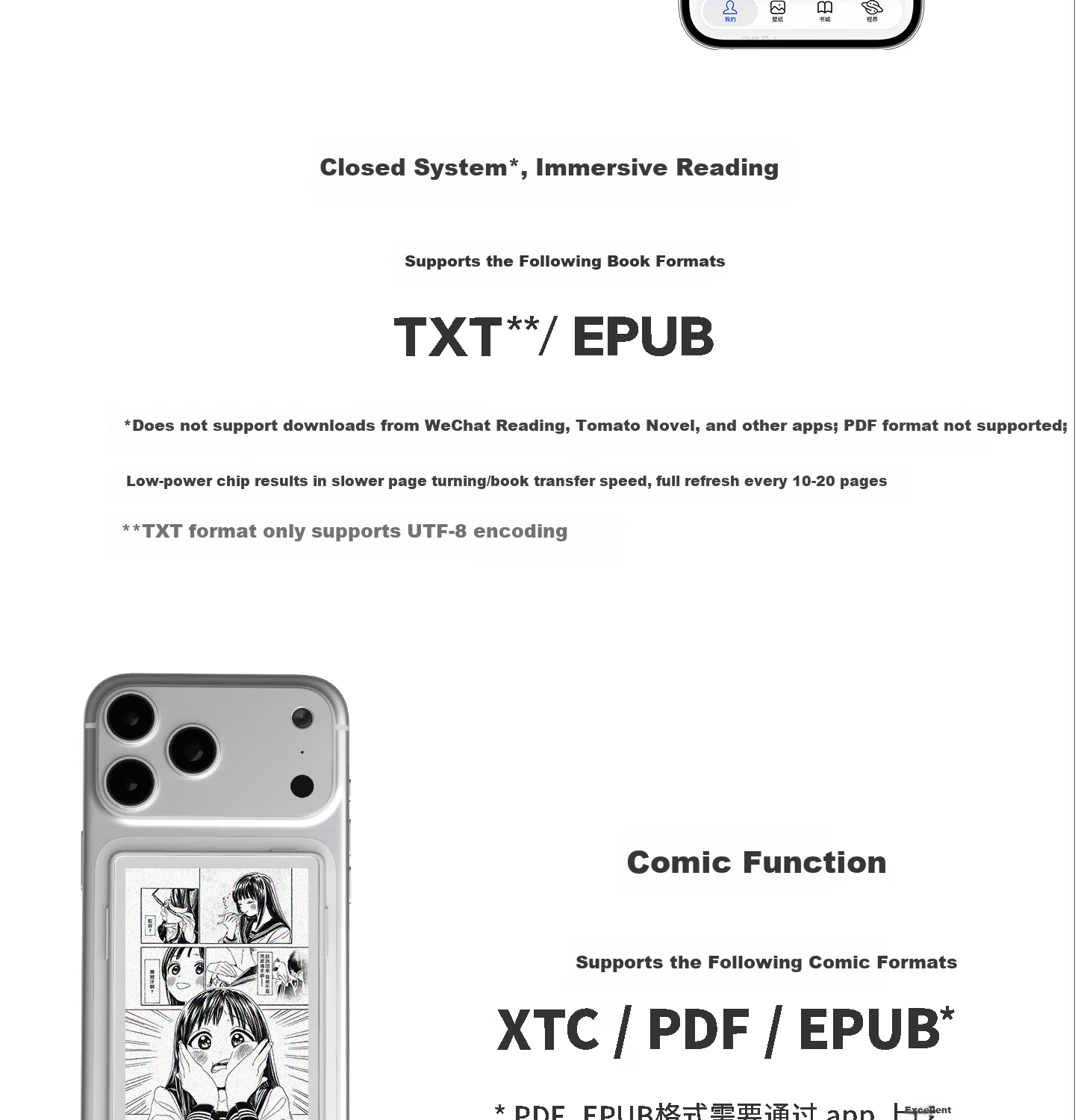 Yuexing Tong X3 E-Ink Screen Reader Ultra-Thin Portable E-Book White 15