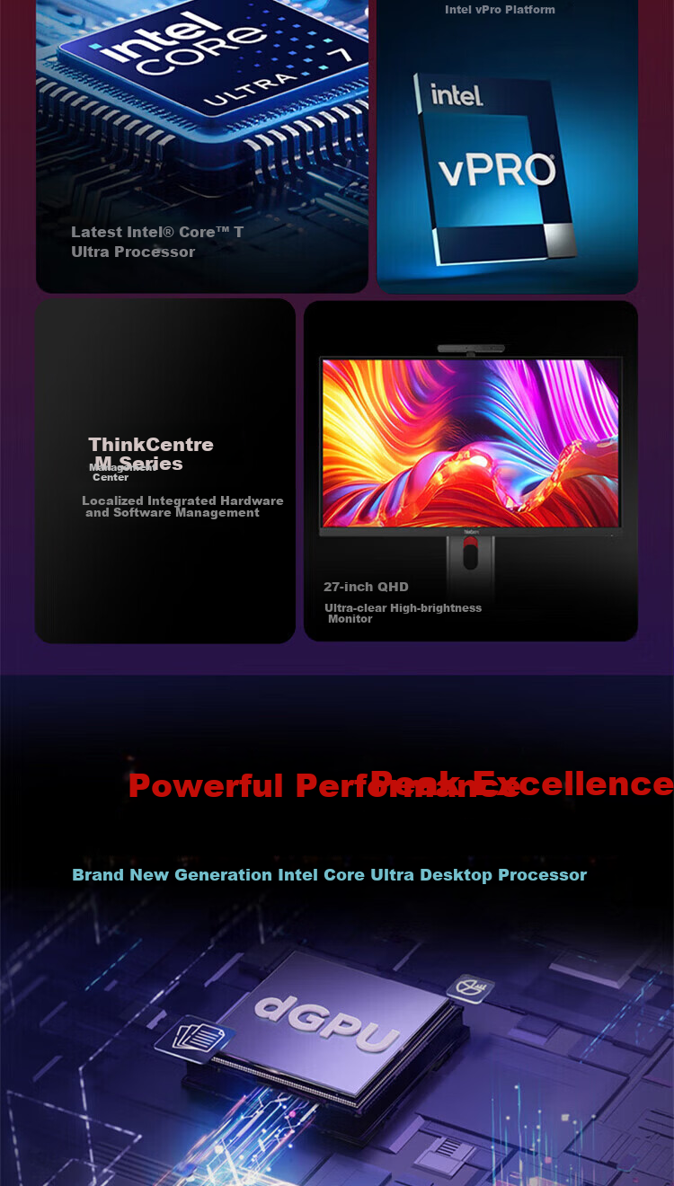 Lenovo ThinkCentre M Master AI High-Performance All-in-One PC (U9 285/32GB/1TB SSD/Integrated Graphics) 27-inch 2K 120Hz 2